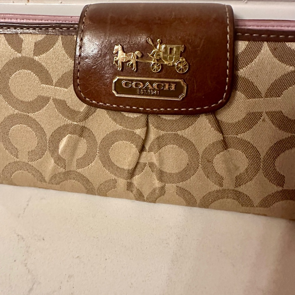 Coach Tan and Brown Signature Wallet
